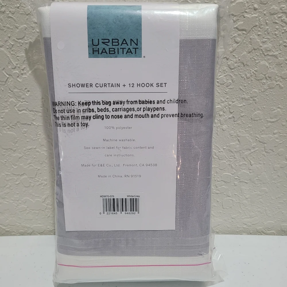 Urban Habitat Gray and White Shower Curtain Set